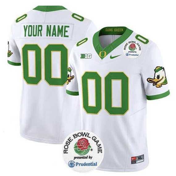 Mens Oregon Ducks Active Player Custom White 2024 F.U.S.E. Rose Bowl Vapor Limited Stitched Football Jersey